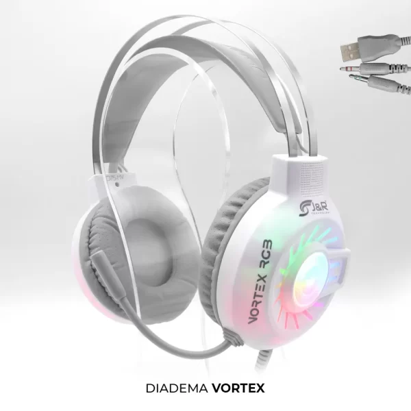 DIADEMA GAMER BLANCA VORTEX RGB 075-MV - Imagen 2